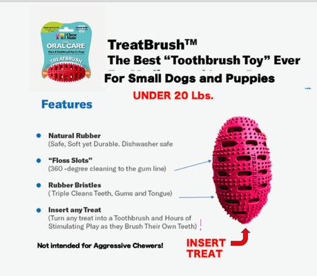 Show full view: Chewmate Natural Rubber Treatbrush Oral Care Football Dog Toothbrush, Small slide 2 of 8