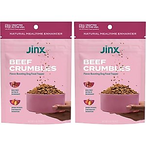 Jinx Beef Crumbles High-Protein Dry Dog Food Topper, 4-oz bag, 2 count