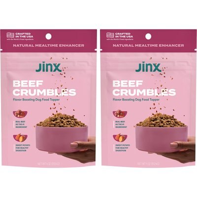 Jinx Jinx Beef Crumbles High-Protein Dry Dog Food Topper, 8-oz bundle
