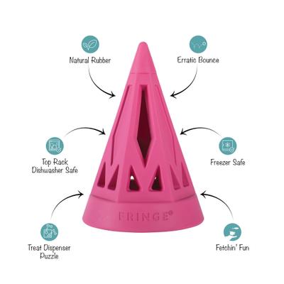 Show full view: Fringe Studio You Cone Do It Rubber Dog Toy, Hot Pink slide 3 of 8