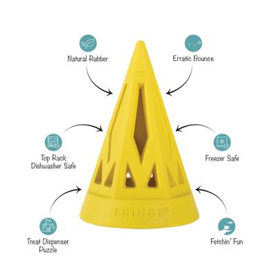 Show full view: Fringe Studio You Cone Do It Rubber Dog Toy, Yellow slide 3 of 7