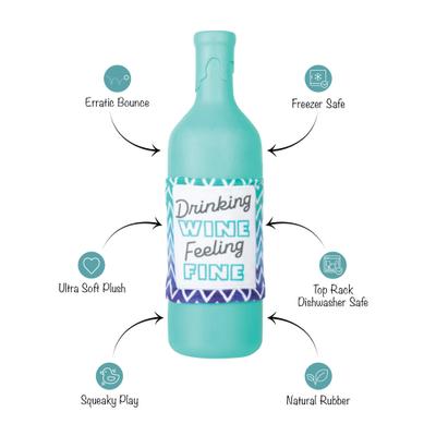 Show full view: Fringe Studio Drinkin Wine Felin Fine Rubber Plush Dog Toy slide 2 of 6