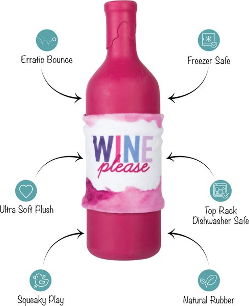 Fringe Studio Drinkin Wine Felin Fine Rubber Plush Dog Toy