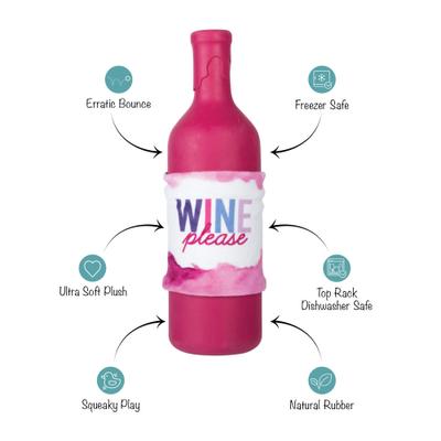 Show full view: Fringe Studio Wine Please Rubber Plush Dog Toy slide 2 of 6