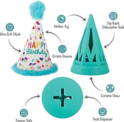 Fringe Studio Yappy Barkday Rubber Plush Dog Toy