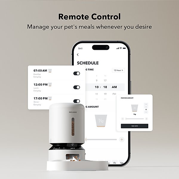 Show full view: Petlibro Granary WIFI Automatic Two Cat & Dog Feeder with Camera & 3 Pet Food Desiccant Bags, White, 5L slide 8 of 11
