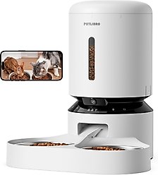 Petlibro Granary WIFI Automatic Two Cat & Dog Feeder with Camera & 3 Pet Food Desiccant Bags, White, 5L
