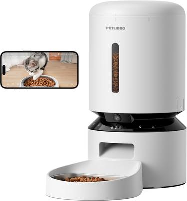 Show full view: Petlibro Granary Automatic Dog & Cat Camera Feeder + 3 Pet Food Desiccant Bags, 5-L, White slide 2 of 7