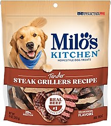 Milo's Kitchen Steak Grillers Recipe with Angus Steak Dog Treats, 10-oz bag