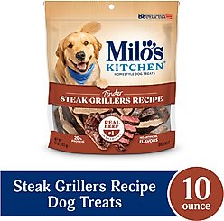 Milo's Kitchen Steak Grillers Recipe with Angus Steak Dog Treats, 10-oz bag slide 2 of 9