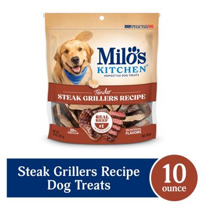 Show full view: Milo's Kitchen Steak Grillers Recipe with Angus Steak Dog Treats, 10-oz bag slide 4 of 12