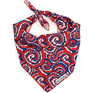 The Worthy Dog Kaleidoscope Dog Bandana, Red/White/Blue, Small