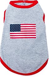 The Worthy Dog American Flag Tee Dog Shirt, Gray, Medium