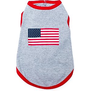 The Worthy Dog American Flag Tee Dog Shirt, Gray, XX-Large