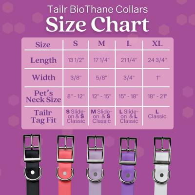 Show full view: Tailr Premium BioThane Dog Collar, Bright Lavender, Medium: 12 to 15-in neck, 5/8-in wide slide 5 of 9