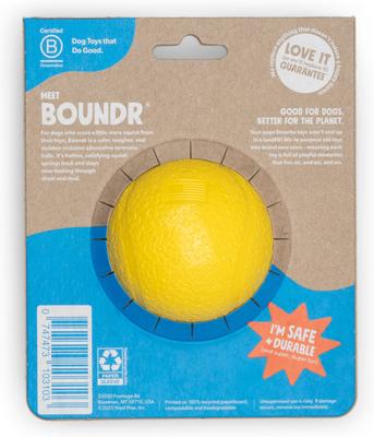 Show full view: West Paw Boundr Ball Dog Fetch Chew Toy, Dandelion Yellow, Large slide 4 of 6