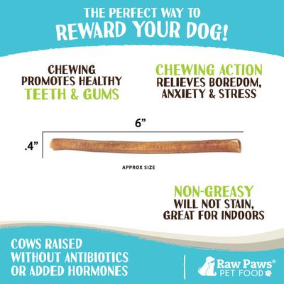 Show full view: Raw Paws 6-inch Thin Bully Sticks Dog Treats, 20 count slide 4 of 9
