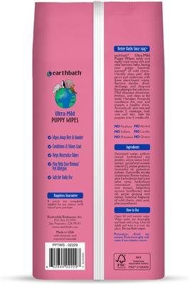 Show full view: Earthbath Ultra-Mild Wild Cherry Scented Puppy Grooming Wipes, 100 count slide 7 of 8