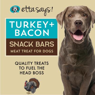 Show full view: Etta Says! Turkey + Bacon Snack Bars Human Grade Jerky Dog Treats, 1.5-oz bar, 12 count slide 5 of 11