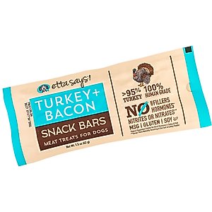 Etta Says! Turkey + Bacon Snack Bars Human Grade Jerky Dog Treats, 1.50-oz bar, 1 count