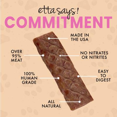 Show full view: Etta Says! Pork + Bacon Snack Bars Human Grade Jerky Dog Treats, 1.5-oz bar, 12 count slide 7 of 11