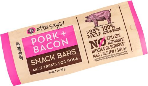Show full view: Etta Says! Pork + Bacon Snack Bars Human Grade Jerky Dog Treats, 1.5-oz bar, 12 count slide 3 of 11