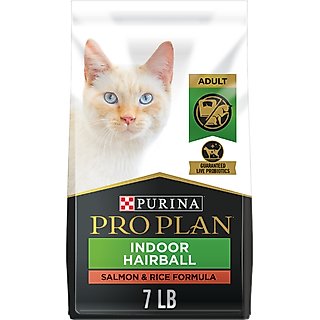 Purina Pro Plan Adult Indoor Hairball Management Salmon & Rice Formula Dry Cat Food, 7-lb bag slide 1 of 9