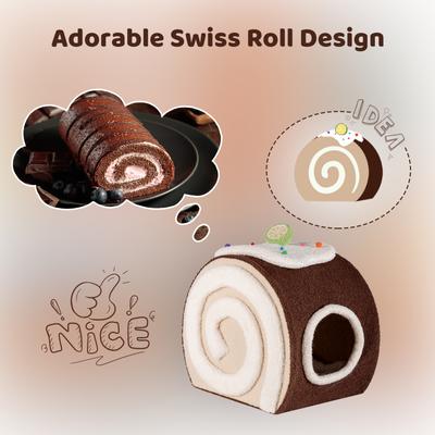 Show full view: Happy & Polly Swiss Roll Cake Orthopedic Covered Cat Bed, Coffee slide 5 of 10