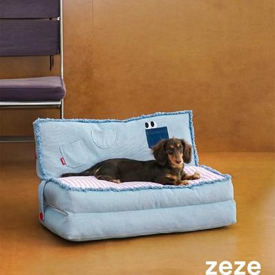 Show full view: ZEZE Foldable Furniture Style Sofa Dog Bed, Grey, Large slide 2 of 10