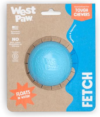 Show full view: West Paw Boundr Ball Dog Fetch Chew Toy, Aqua Blue, Large slide 2 of 6