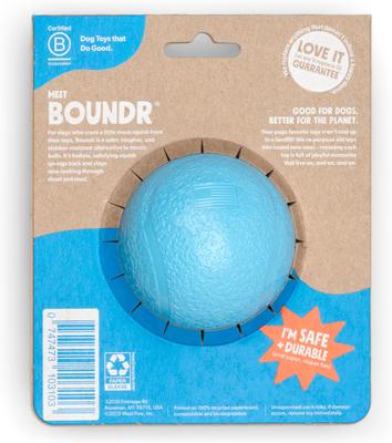 Show full view: West Paw Boundr Ball Dog Fetch Chew Toy, Aqua Blue, Large slide 3 of 6