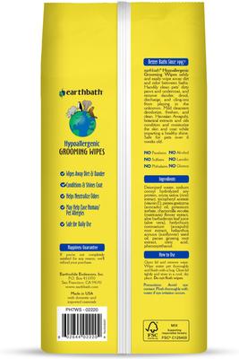 Show full view: Earthbath Hypo-Allergenic Fragrance Free Cat & Dog Grooming Wipes, 100 count slide 7 of 9