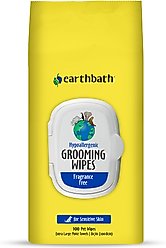 Earthbath Hypo-Allergenic Fragrance Free Cat & Dog Grooming Wipes, 100 count