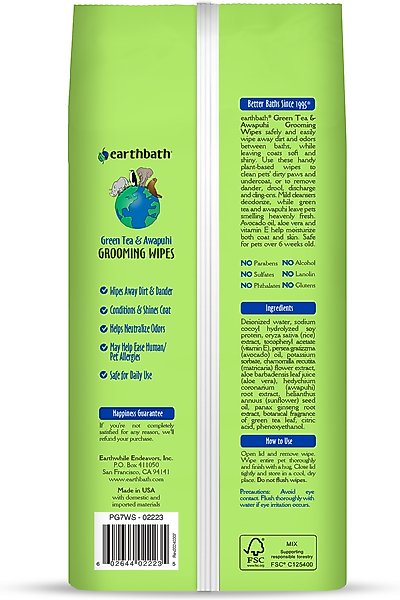 Show full view: Earthbath Green Tea & Awapuhi Cat & Dog Grooming Wipes, 100 count slide 7 of 8