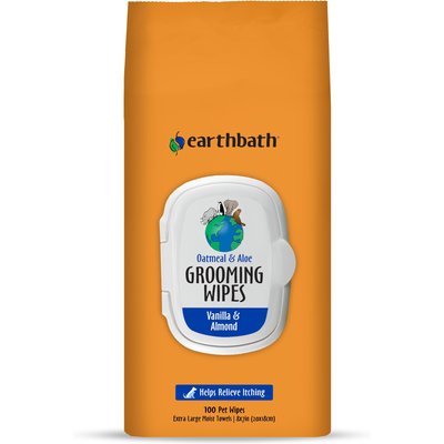 Earthbath Earthbath Oatmeal & Aloe Itch Relief Vanilla & Almond Scented Cat & Dog Grooming Wipes, 100 count