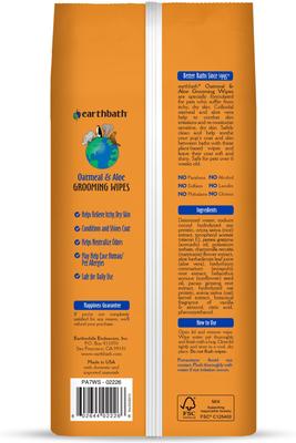 Show full view: Earthbath Oatmeal & Aloe Vanilla & Almond Scented Cat & Dog Grooming Wipes, 100 count slide 7 of 8