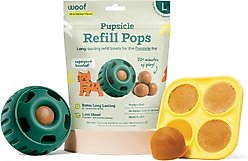 Woof Starter Pack Peanut Butter & Chicken Flavored Treats, Silicone Mold & Pupsicle Dog Toy, Large