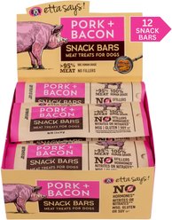 Etta Says! Pork + Bacon Snack Bars Human Grade Jerky Dog Treats, 1.5-oz bar, 12 count