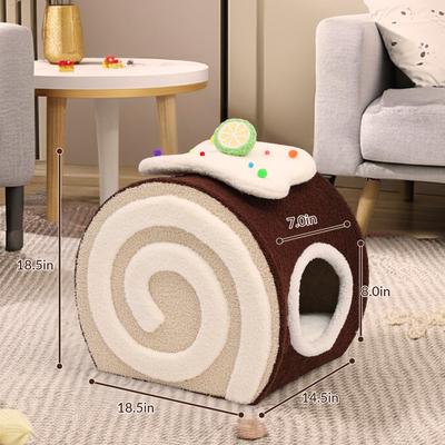 Show full view: Happy & Polly Swiss Roll Cake Orthopedic Covered Cat Bed, Coffee slide 9 of 10