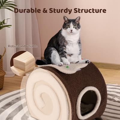 Show full view: Happy & Polly Swiss Roll Cake Orthopedic Covered Cat Bed, Coffee slide 6 of 10