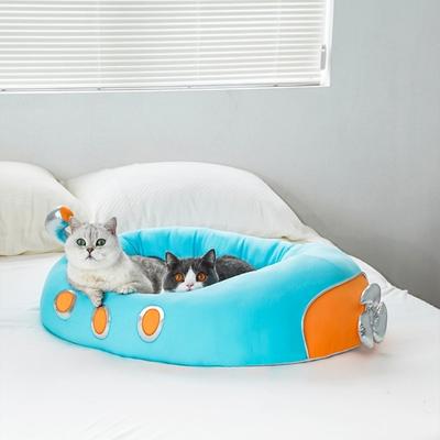 Show full view: ZEZE Submarine Cool Sensation Bolster Dog Bed, Blue, Large slide 7 of 10