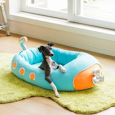 Show full view: ZEZE Submarine Cool Sensation Bolster Dog Bed, Blue, Large slide 4 of 10