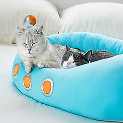 ZEZE Submarine Cool Sensation Bolster Dog Bed, Blue, Large