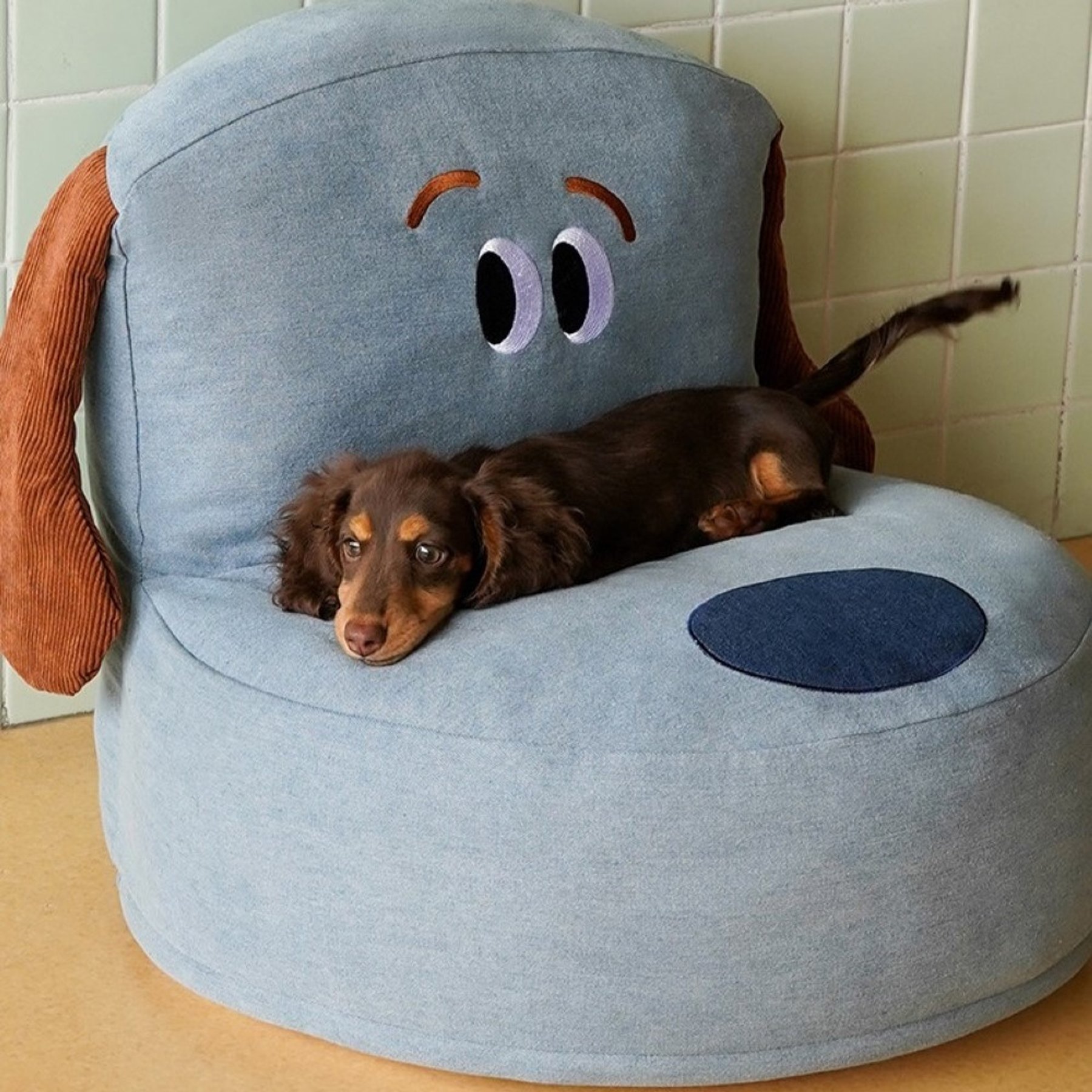 ZEZE Denim Furniture Style Sofa Dog Bed, Grey, Medium