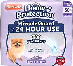 Hartz Miracle Guard Lavender Scented Max Absorbency Odor Eliminating Dog Pads, Regular, 50 count