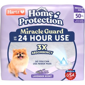 Hartz Miracle Guard Lavender Scented Max Absorbency Odor Eliminating Dog Pads, Regular, 50 count