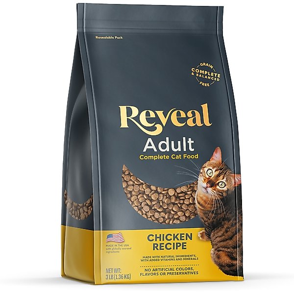 Reveal Natural Complete & Balanced Grain-Free Chicken Recipe Dry Cat Food, 3-lb bag