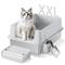 Show in main carousel: Casfuy Stainless Steel High Sided Enclosed Cat Litter Box with Step & Metal Scooper, XX-Large slide 1 of 9