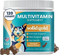 Solid Gold PetVites Multivitamin Soft Chews Vitamin C & B12 Supplement for Dogs, 120 count