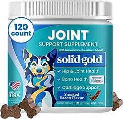 Solid Gold Leaps & Hounds Soft Chews Glucosamine Chondroitin Joint Supplement for Dogs, 120 count